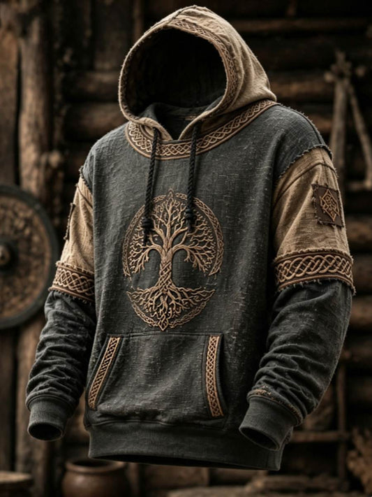 Herrens Retro Viking Valknut träd Liv överstorad Hoodie Liv