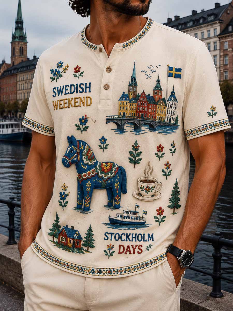 Herrtröja i retrostil med Stockholmsmönster