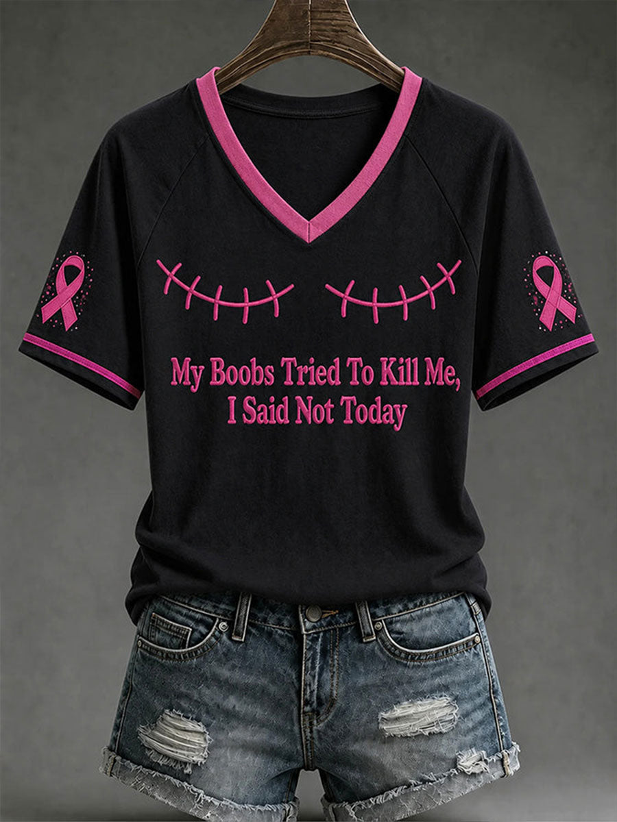 Kvinnors Mina boods försökte döda mig jag sa inte idag V-hals T-shirt