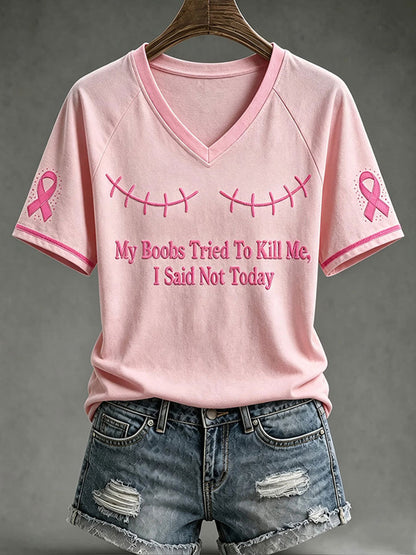 Kvinnors Mina boods försökte döda mig jag sa inte idag V-hals T-shirt