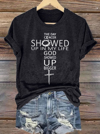 Kvinnors dagskansern dök upp i mitt liv Gud visade upp större Shorts T-shirt