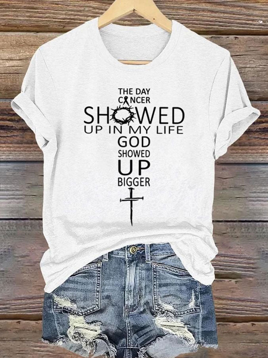 Kvinnors dagskansern dök upp i mitt liv Gud visade upp större Shorts T-shirt