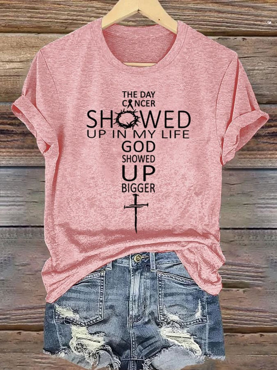Kvinnors dagskansern dök upp i mitt liv Gud visade upp större Shorts T-shirt
