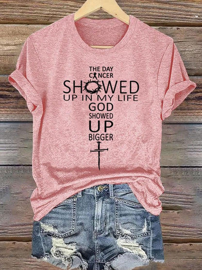 Kvinnors dagskansern dök upp i mitt liv Gud visade upp större Shorts T-shirt
