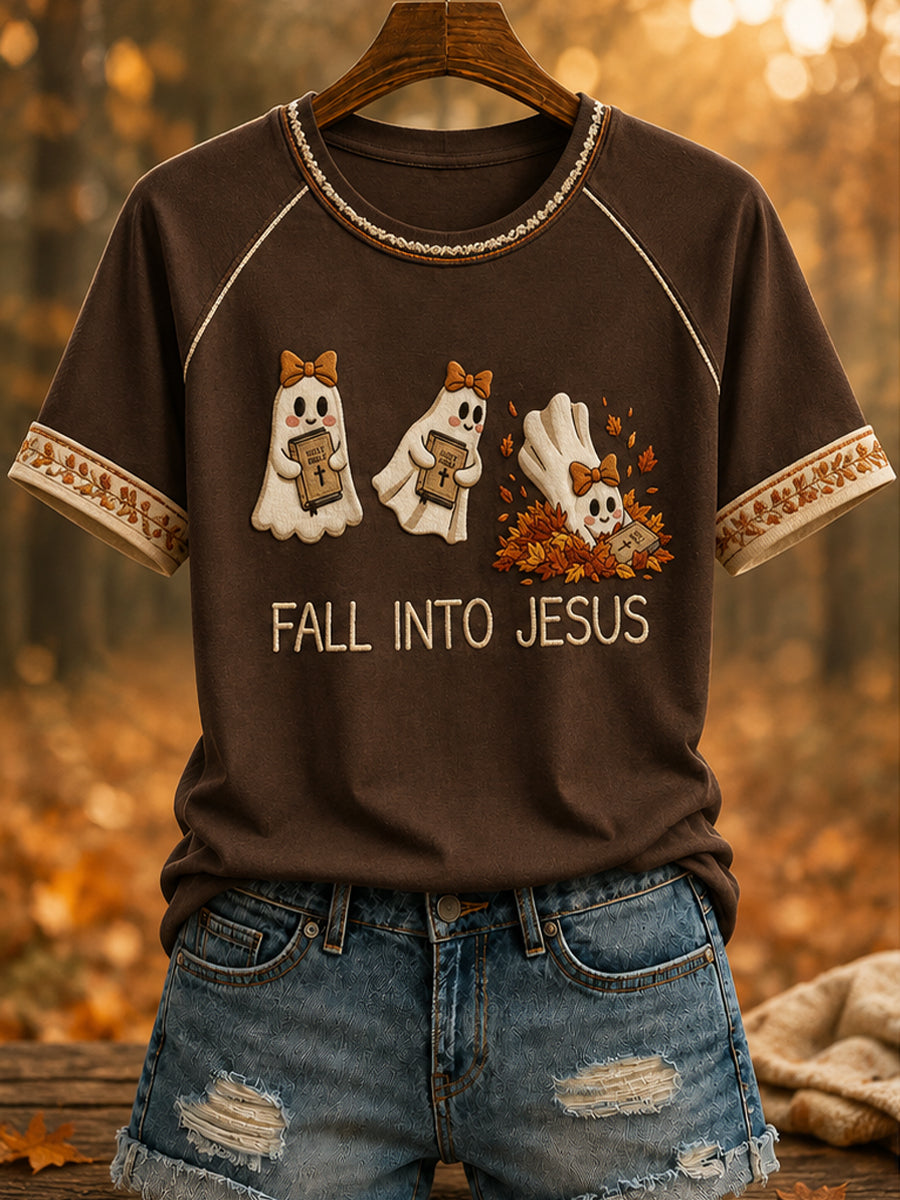Kvinnors höst "FALL INTO JESUS" T-shirt