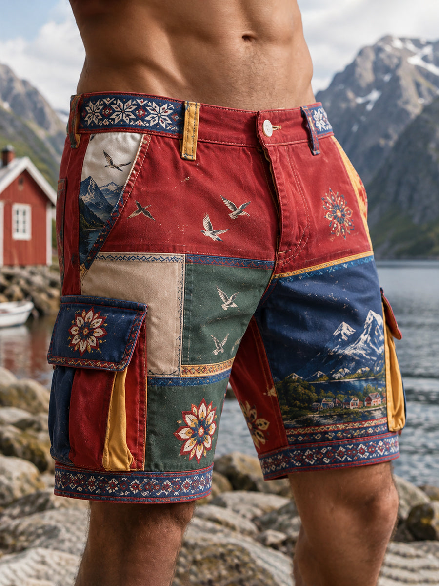 Kulturellt konsttryck för män med norska samiska inslag – avslappnade shorts