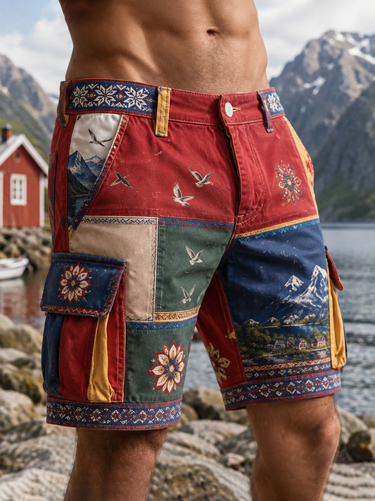Kulturellt konsttryck för män med norska samiska inslag – avslappnade shorts