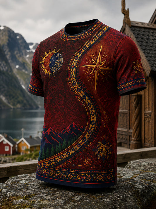 Kulturmönstrad t-shirt för män med norska samiska inslag