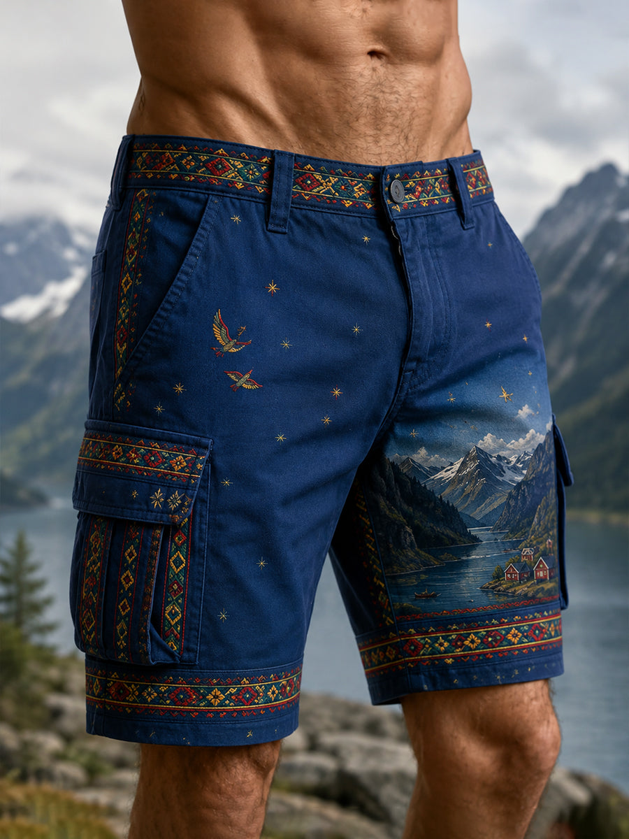 Mäns norska samiska kulturella element Konst Skriv ut Casual Shorts