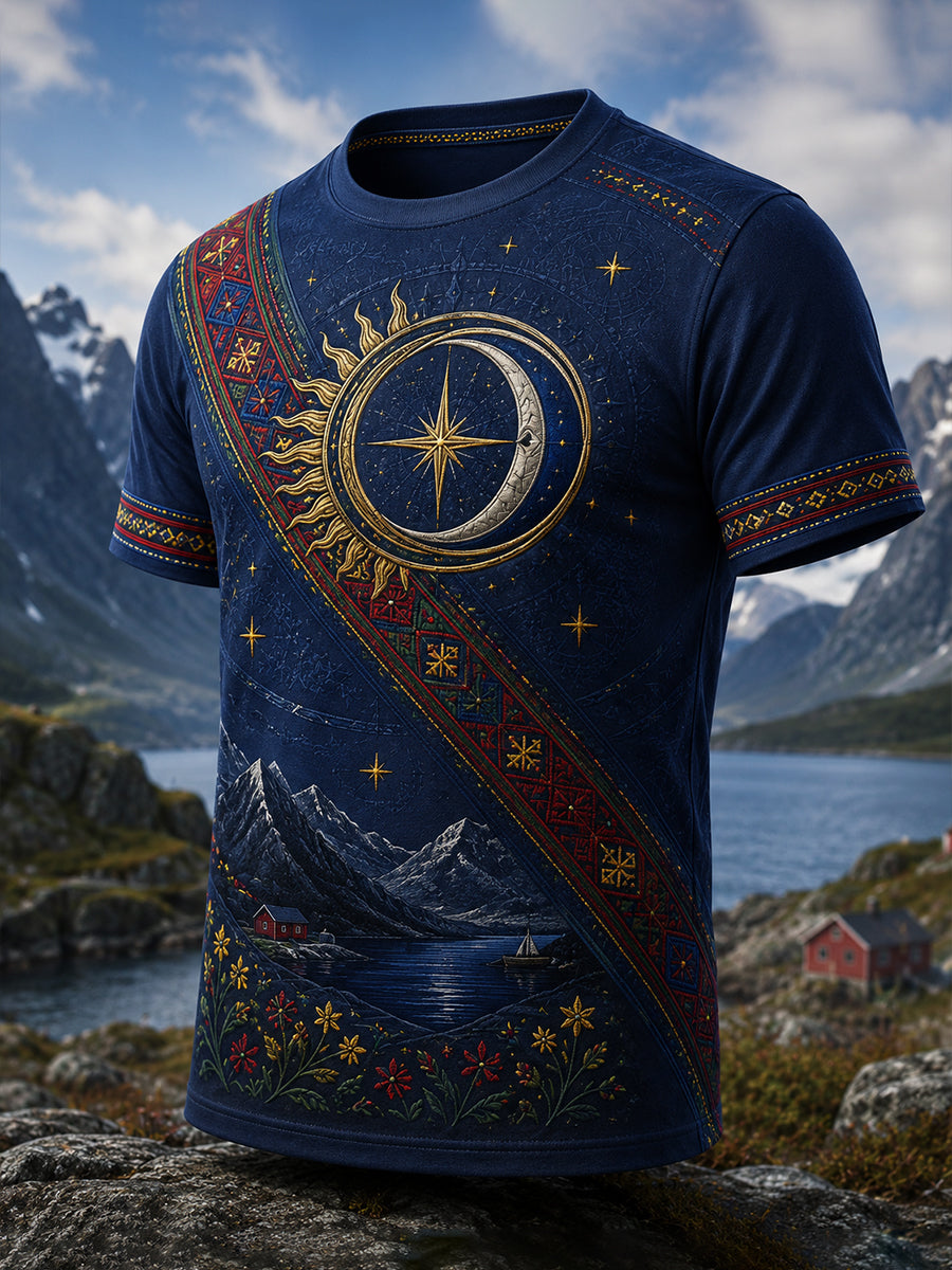 Kulturmönstrad t-shirt för män med norska samiska inslag