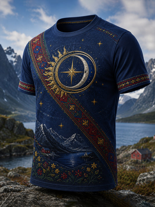 Kulturmönstrad t-shirt för män med norska samiska inslag