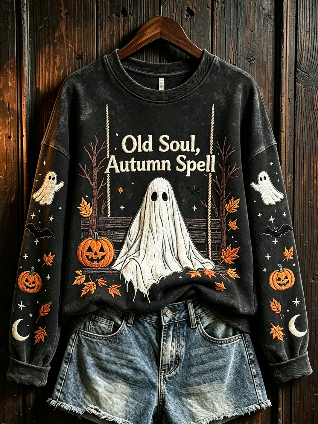 Kvinnor Halloween Ghost Element mönster tryckt Casual Sweatshirt