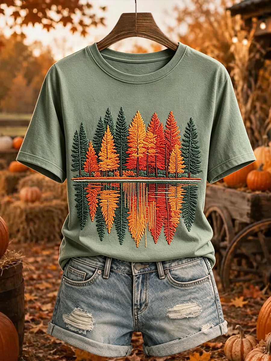 Damens höstträd Reflection Skriv ut Mysig kortärmad T-shirt