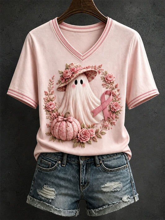 Kvinnors rosa Halloween T-shirt