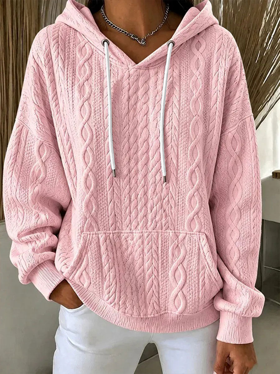 Kvinnors rosa Jacquard Casual Hoodie.