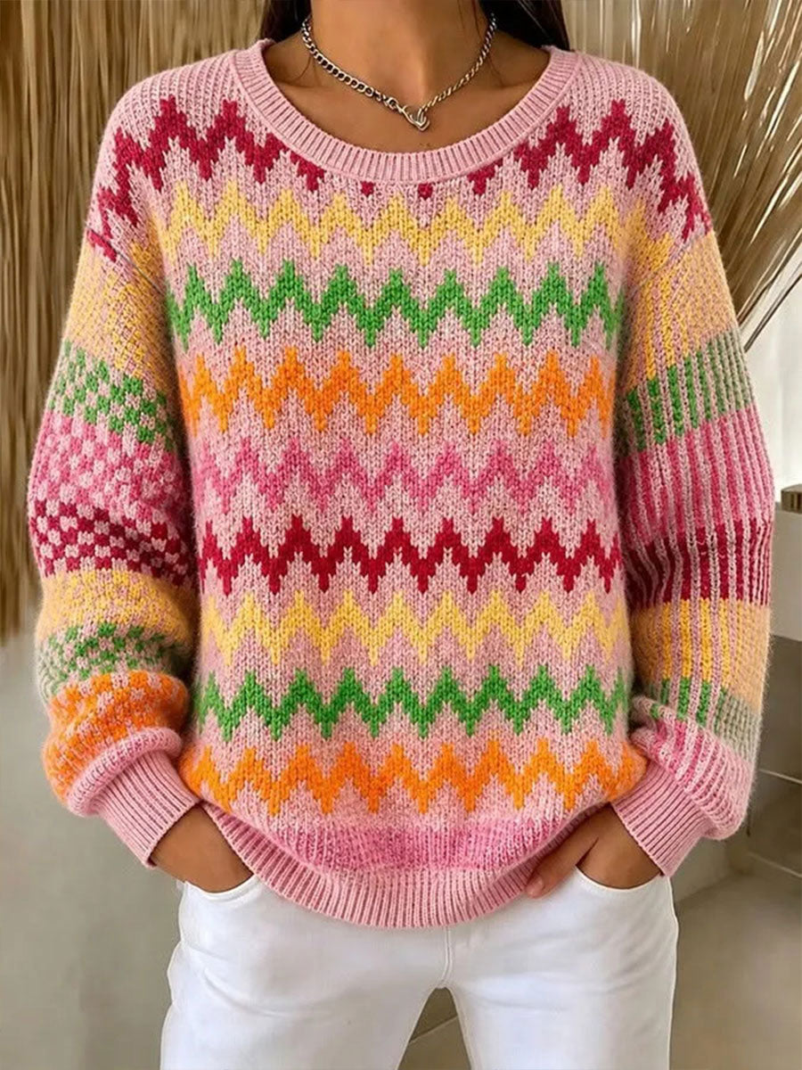 Kvinnors randig konst Casual Sweatshirt