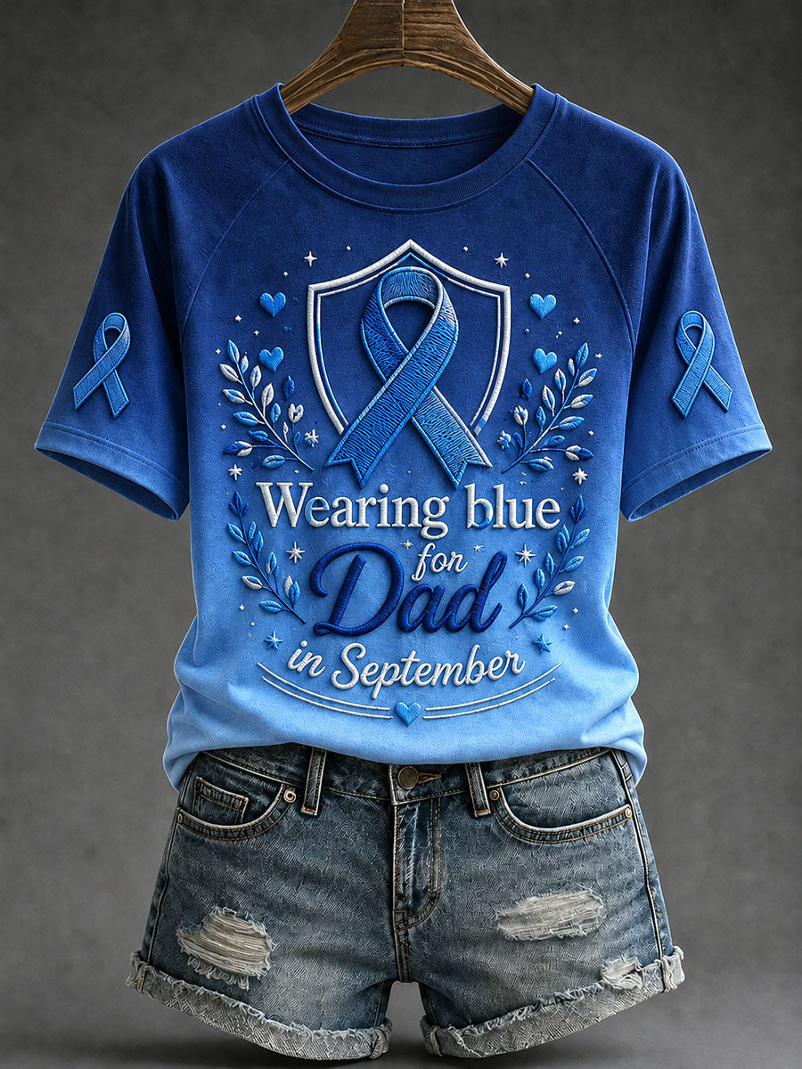 Kvinnors "Bär blå för pappa i september" Prostata cancer medvetenhet T-shirts