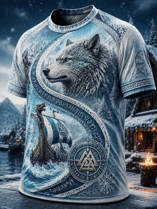Mäns Vintage Viking tryck T-shirt