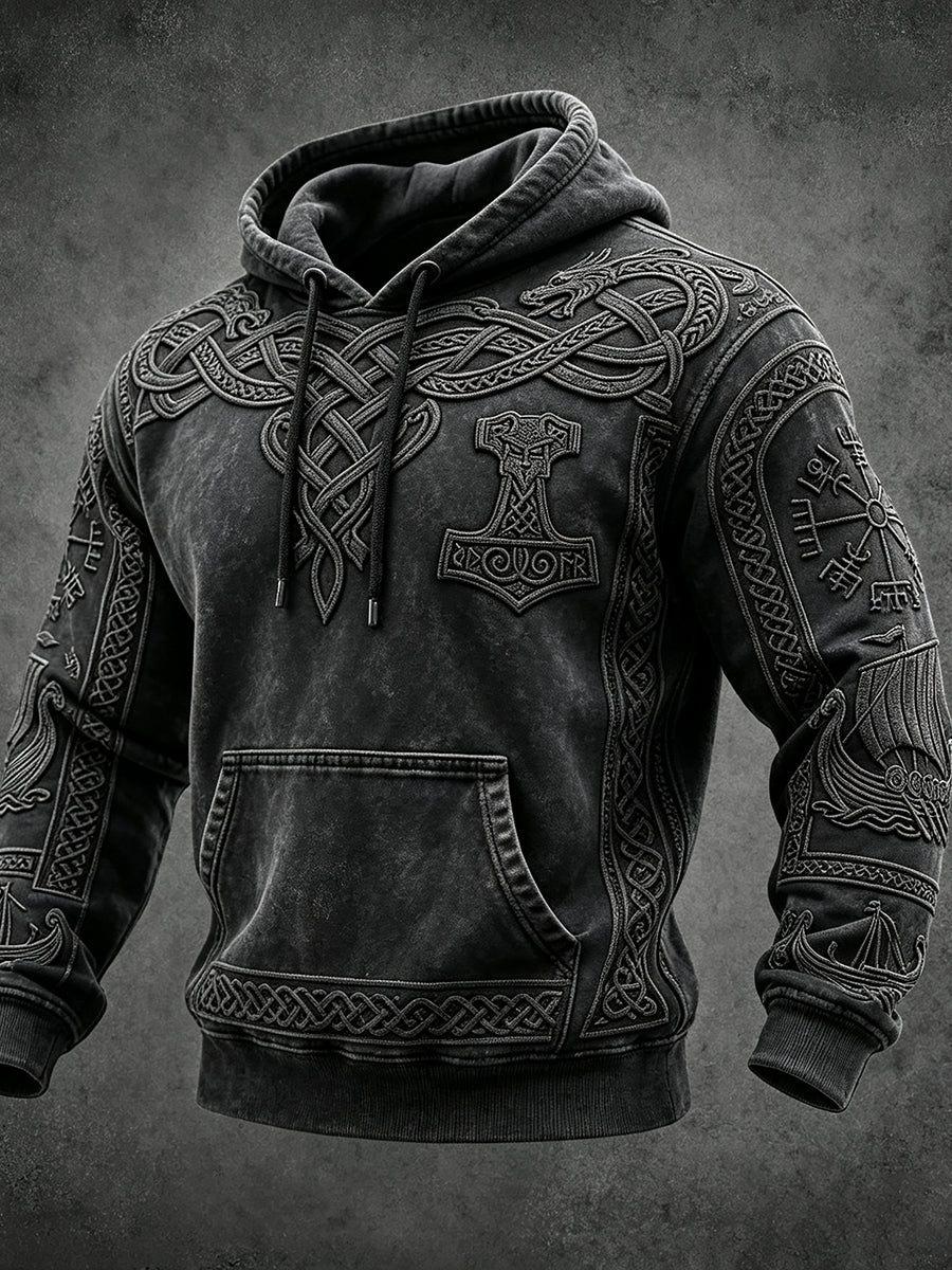 Herrlig vikingainspirerad konst keltiskt tryck vintage mysig hoodie