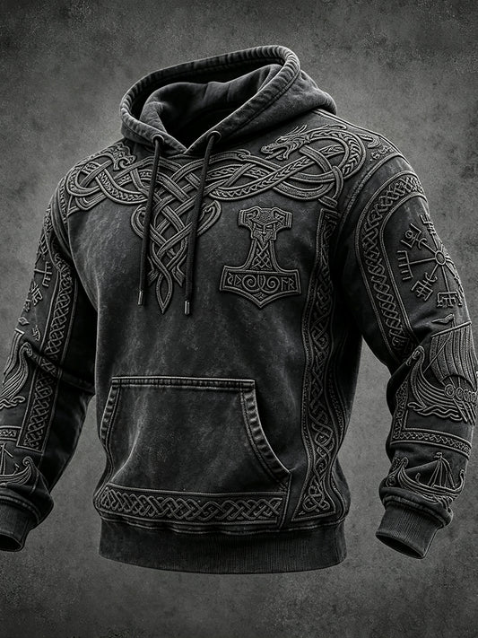 Herrlig vikingainspirerad konst keltiskt tryck vintage mysig hoodie