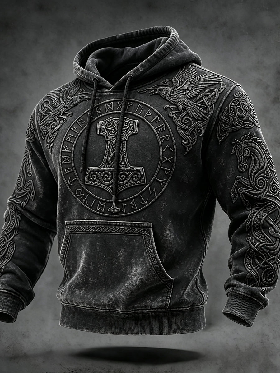 Herrlig vikingainspirerad konst keltiskt tryck vintage mysig hoodie