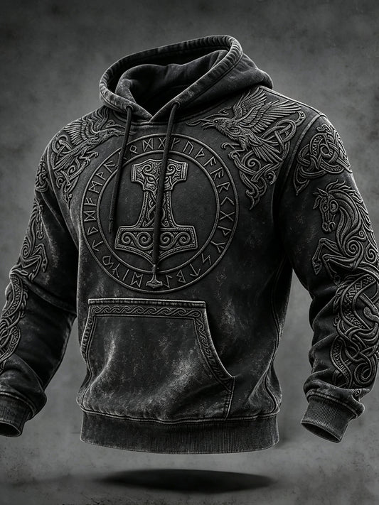 Herrlig vikingainspirerad konst keltiskt tryck vintage mysig hoodie