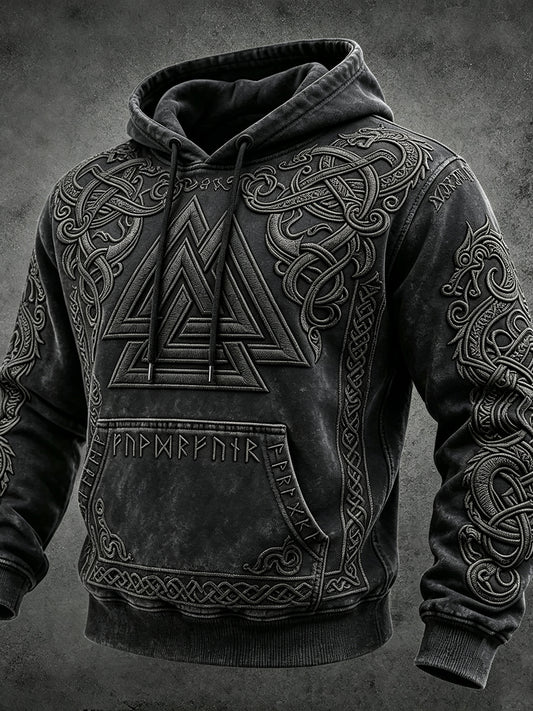 Herrlig vikingainspirerad konst keltiskt tryck vintage mysig hoodie