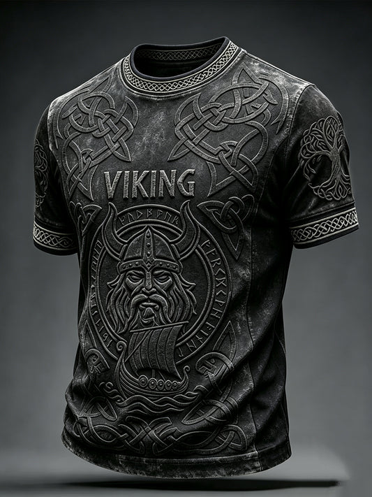 Mäns Viking Inspirerad konst Celtic Print Short Slemmar T-shirt
