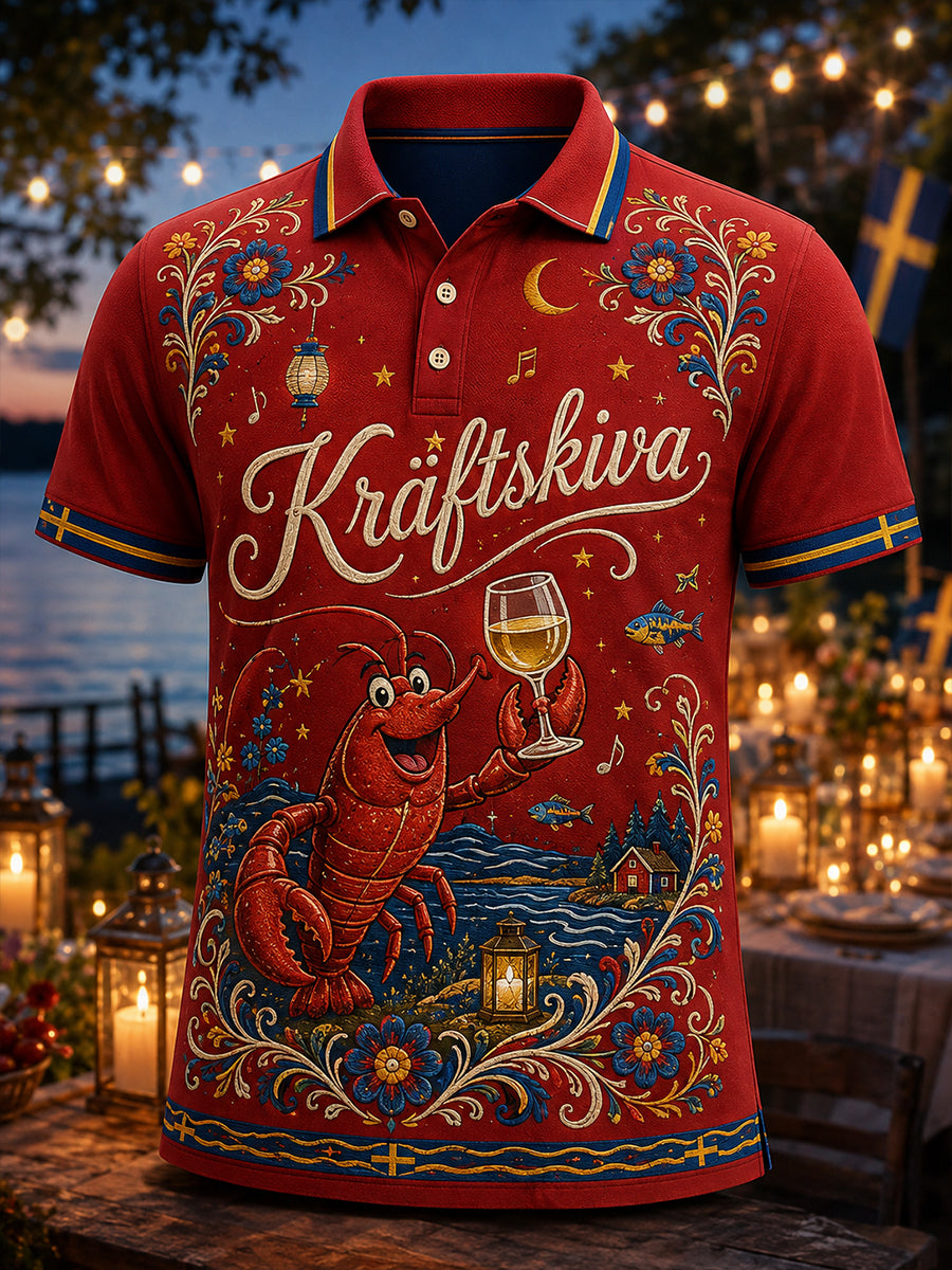 Herr T-shirt med korta ärmar, Sverige Kräftskiva