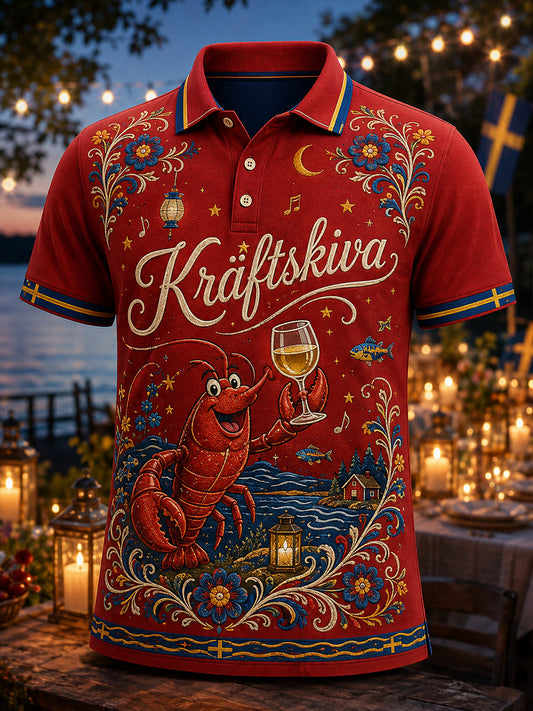 Herr T-shirt med korta ärmar, Sverige Kräftskiva