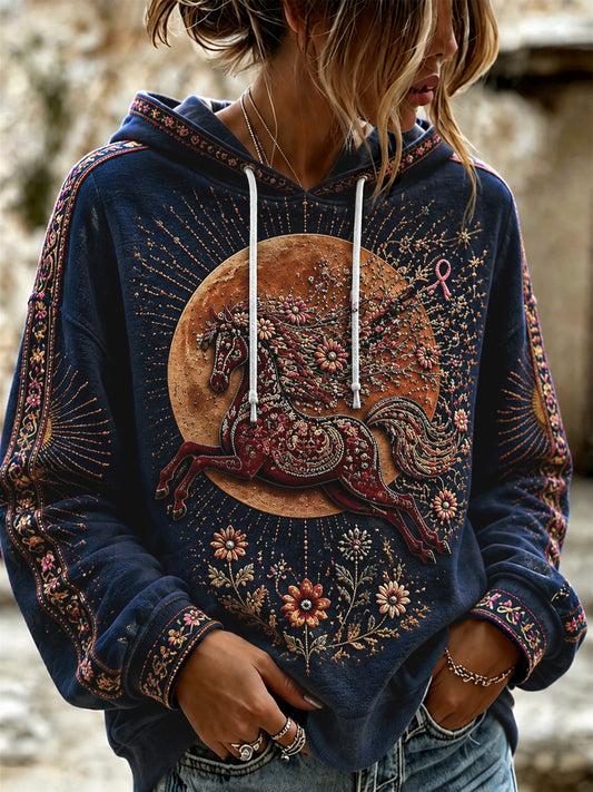 Halloween-hoodie för kvinnor med dalahäst – cancermedvetenhet