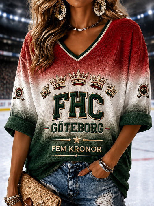 Damernas Göteborgs femfaldiga mästare V-ringad t-shirt