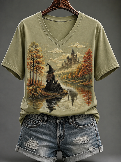 Kvinnors Halloween In the Fall Short-ärmad T-shirt