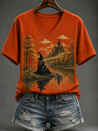 Kvinnors Halloween In the Fall Short-ärmad T-shirt