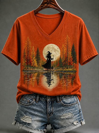 Halloween-t-shirt för kvinnor med korta ärmarna för hösten