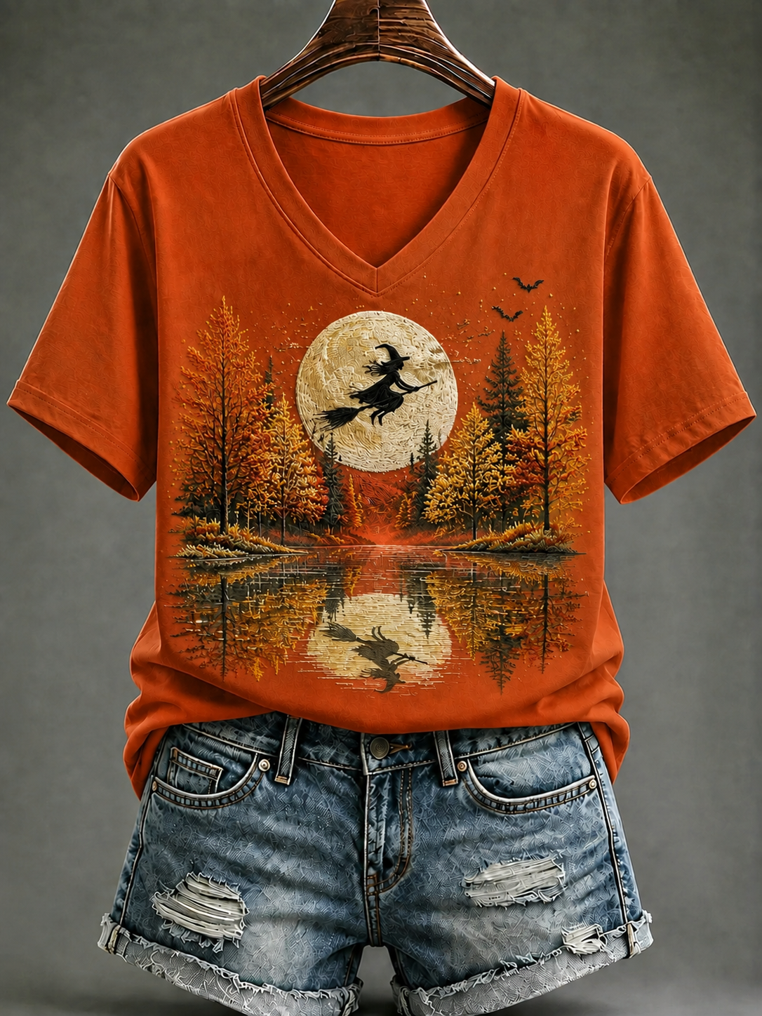 Halloween-t-shirt för kvinnor med korta ärmarna för hösten
