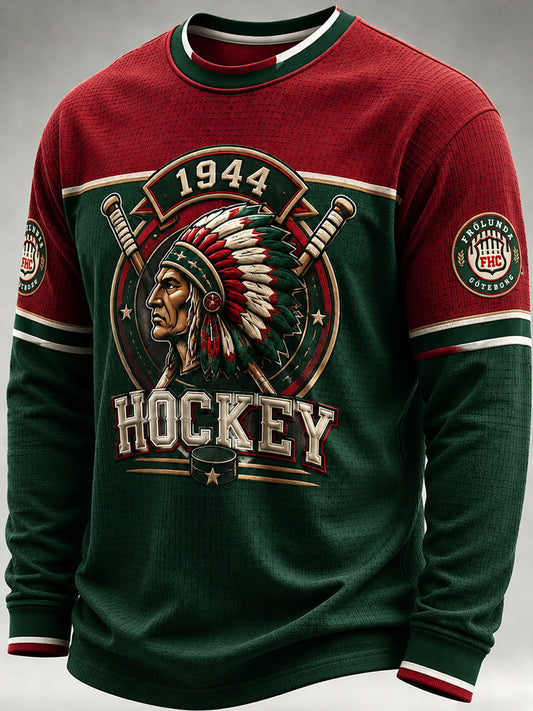 Göteborgs Hockeylegenders minnesvåffelstickad långärmad t-shirt