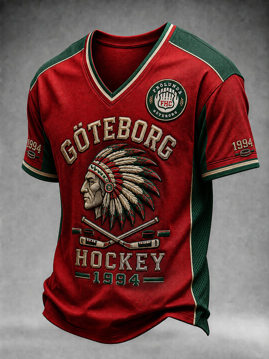 Retro Göteborg Hockey Supporter V-ringad T-shirt