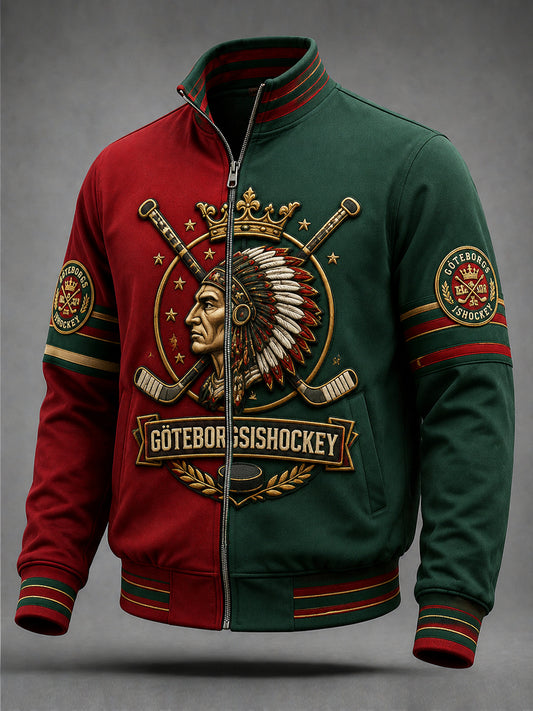 Vintage Göteborgshockeyfan Broderad Jacka i Tygfranser