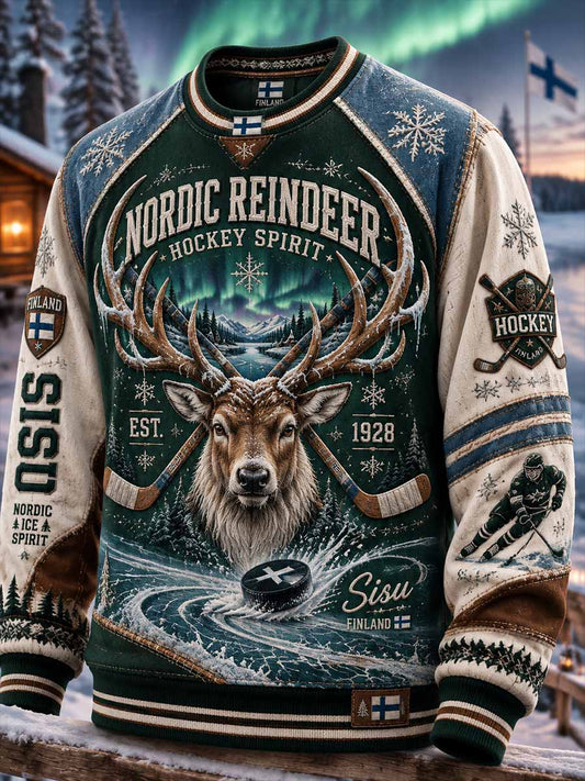 Herrtröja med retrodesign och finsk ishockeygrafik