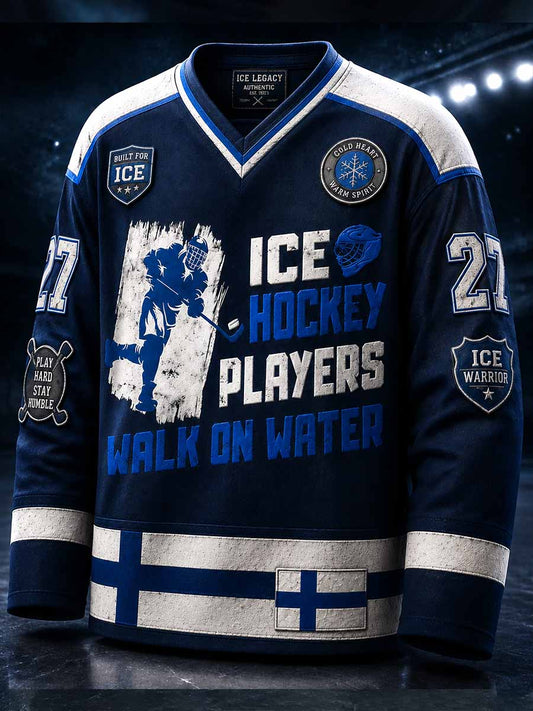Herrtröja med retrodesign och finsk ishockeygrafik