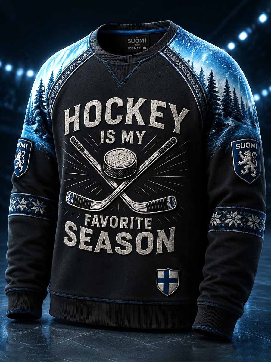 Herrtröja med retrodesign och finsk ishockeygrafik