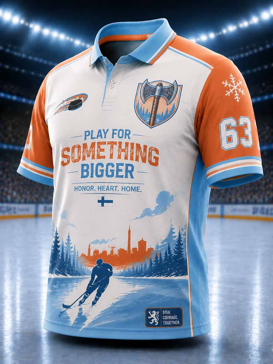 Herrpolotröja i finsk ishockeystil med Tappara-mönster
