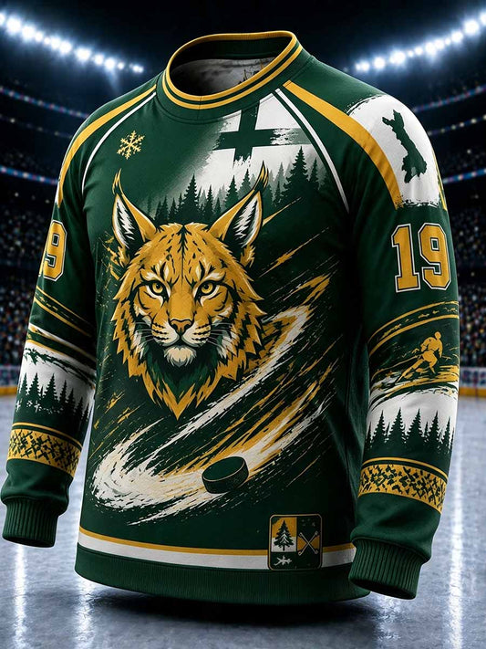 Herrtröja med finsk Ilves-ishockeymönster och tryck