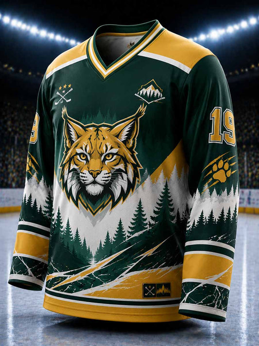 Herrtröja med finsk Ilves-ishockeymönster och tryck