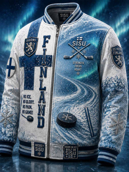 Herrjacka med retrodesign och finsk ishockeygrafik