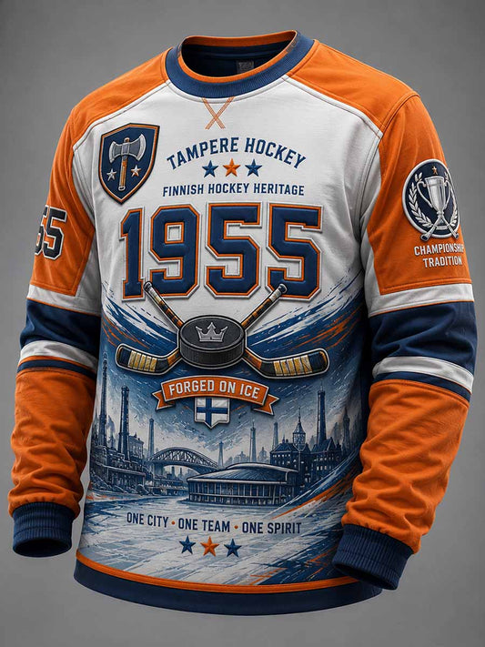 Herrar Vintage Ishockey Tappara 1955 Minnesmärkestryck Tröja