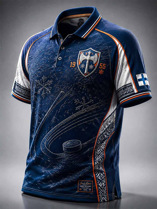 Mäns Vintage Ishockey Tappara 1955 minnesmärke Print Polo tröj
