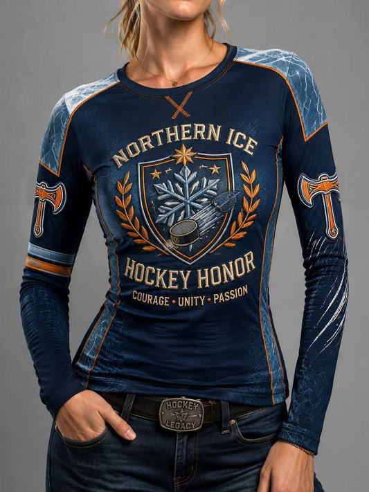 Kvinnors ishockey minne grafik Print T-shirt