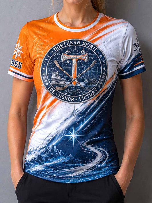 T-shirt med minnesgrafik för damishockey